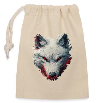 Wolf-Design - Verschließbarer Geschenkbeutel aus Baumwolle (14x20cm) - Natur - Vorne