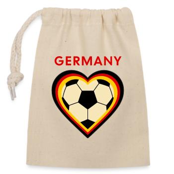 Germany Heart Football Motif - Closable cotton gift bag (14x20cm) - nature - Front