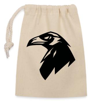 Raven, Simple Silhouette Logo - Verschließbarer Geschenkbeutel aus Baumwolle (14x20cm) - Natur - Vorne