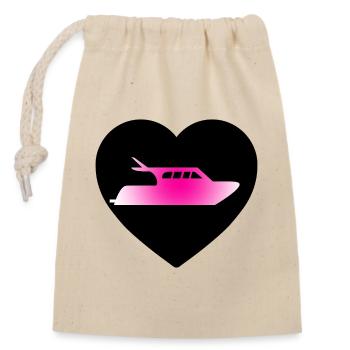 Motorboat - Closable cotton gift bag (14x20cm) - nature - Front