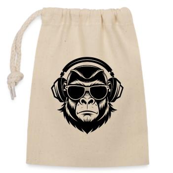 DJ Gorilla - Verschließbarer Geschenkbeutel aus Baumwolle (14x20cm) - Natur - Vorne