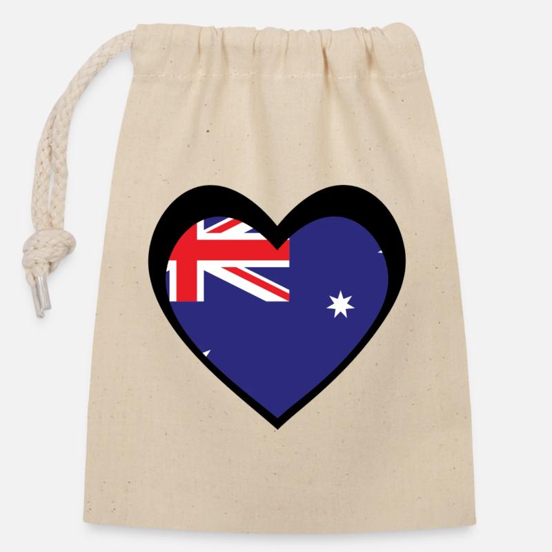 Black Aussie Heart – Bold Modern Australia - Sac cadeau en coton avec cordon (14 x 20 cm) - nature
