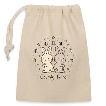 Astro-Zwillinge – Cosmic Twins - Verschließbarer Geschenkbeutel aus Baumwolle (14x20cm) - Natur - Vorne