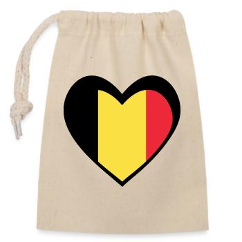 Cœur Noir Belgique  Style Élégant du Drapeau Belge - Sac cadeau en coton avec cordon (14 x 20 cm) - nature - Devant