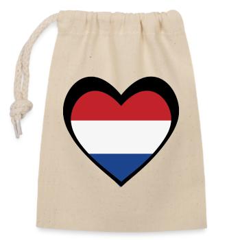 Nederland Hart Zwart – Liefde voor Nederland - Closable cotton gift bag (14x20cm) - nature - Front