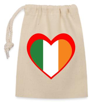 Ireland Heart – Love for Ireland - Sac cadeau en coton avec cordon (14 x 20 cm) - nature - Devant