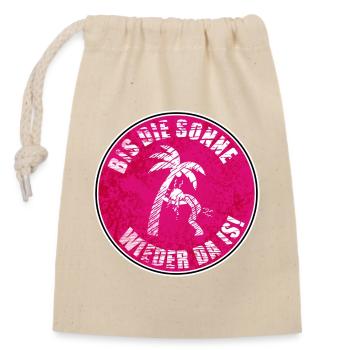 Until the sun is back! - Closable cotton gift bag (14x20cm) - nature - Front