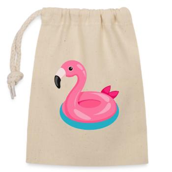 Flamingo Pool Float - Closable cotton gift bag (14x20cm) - nature - Front