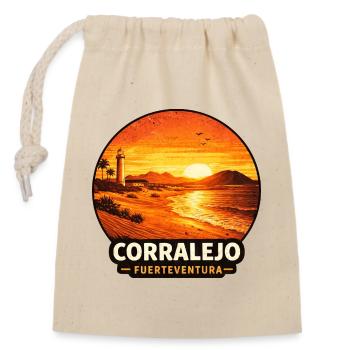 Corrajejo Fuerteventura Sonnenuntergang - Verschließbarer Geschenkbeutel aus Baumwolle (14x20cm) - Natur - Vorne