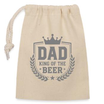 DAD KING OF THE BEER Wappen für Väter - Verschließbarer Geschenkbeutel aus Baumwolle (14x20cm) - Natur - Vorne