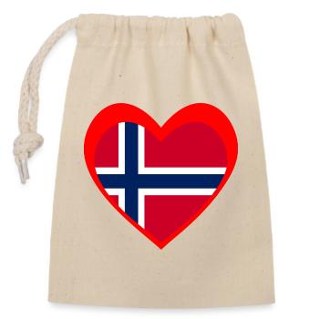 Norge Hjerte – Kjærlighet til Norge - Sac cadeau en coton avec cordon (14 x 20 cm) - nature - Devant