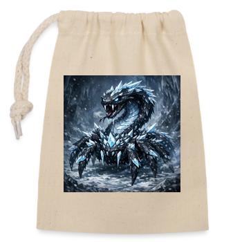 Kristalldrache im Eissturm - Verschließbarer Geschenkbeutel aus Baumwolle (14x20cm) - Natur - Vorne