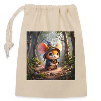 Leuchtender Waldmagier-Maus - Verschließbarer Geschenkbeutel aus Baumwolle (14x20cm) - Natur - Vorne