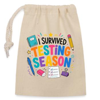 I survived the exam phase School Humor - Closable cotton gift bag (14x20cm) - nature - Front