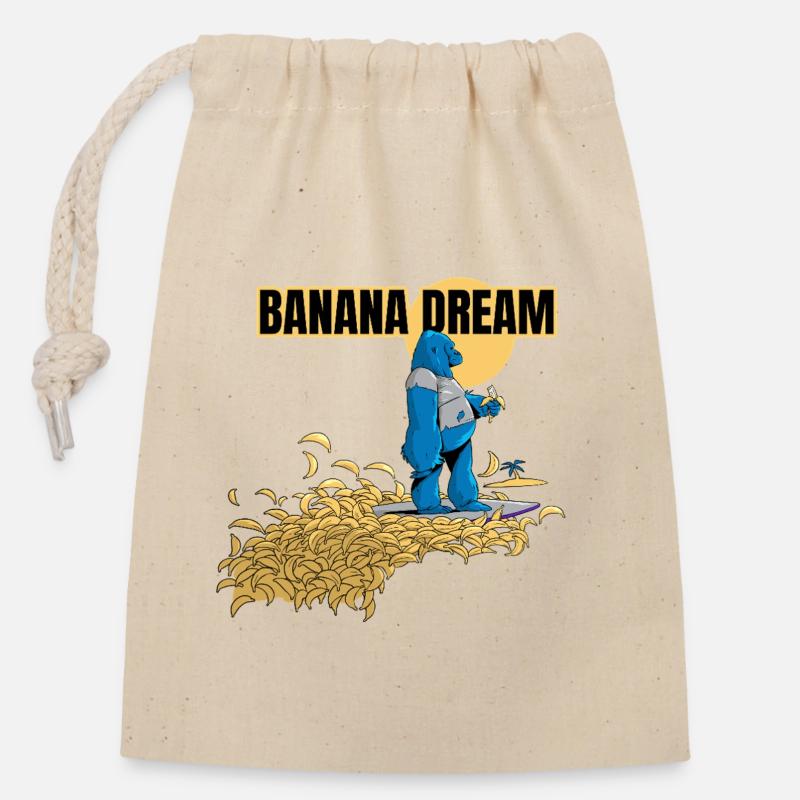 Banana Dream Surf - Closable cotton gift bag (14x20cm) - nature