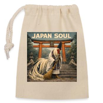 Japanisches Onagadori Shinto-Mönch-Design - Verschließbarer Geschenkbeutel aus Baumwolle (14x20cm) - Natur - Vorne