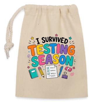 I survived the exam phase School Humor - Closable cotton gift bag (14x20cm) - nature - Front