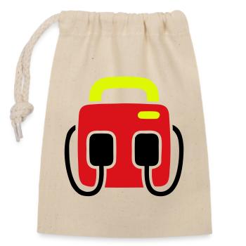 Defibrillator AED First Aid - Closable cotton gift bag (14x20cm) - nature - Front