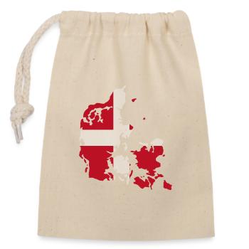 Carte du drapeau du Danemark - Sac cadeau en coton avec cordon (14 x 20 cm) - nature - Devant