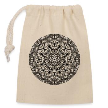 Art Nouveau Mandala black and white - Closable cotton gift bag (14x20cm) - nature - Front