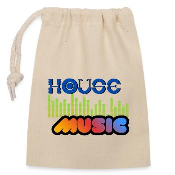 House-Musik - Verschließbarer Geschenkbeutel aus Baumwolle (14x20cm) - Natur - Vorne