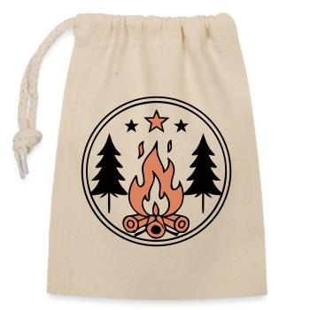 Lagerfeuer Wald Zeltlager Wappen - Verschließbarer Geschenkbeutel aus Baumwolle (14x20cm) - Natur - Vorne
