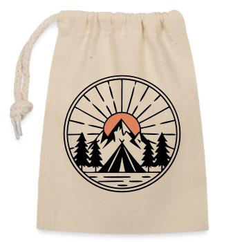 Zelt Berge Strahlen Wappen - Verschließbarer Geschenkbeutel aus Baumwolle (14x20cm) - Natur - Vorne