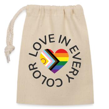 Cœur arc-en-ciel de l’amour dans toutes les couleurs LGBTQIA - Sac cadeau en coton avec cordon (14 x 20 cm) - nature - Devant