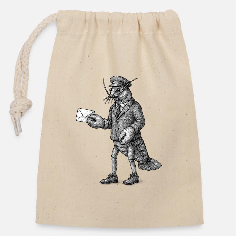 Lobster Courier in Suit - Closable cotton gift bag (14x20cm) - nature