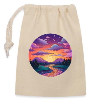 Sonnenuntergang am Flussufer - Verschließbarer Geschenkbeutel aus Baumwolle (14x20cm) - Natur - Vorne