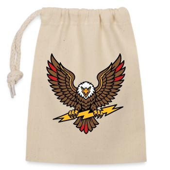 Alter-Schule-Tattoo-Stil Lightning Eagle - Verschließbarer Geschenkbeutel aus Baumwolle (14x20cm) - Natur - Vorne