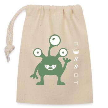 Ami extraterrestre vert à trois yeux - Sac cadeau en coton avec cordon (14 x 20 cm) - nature - Devant