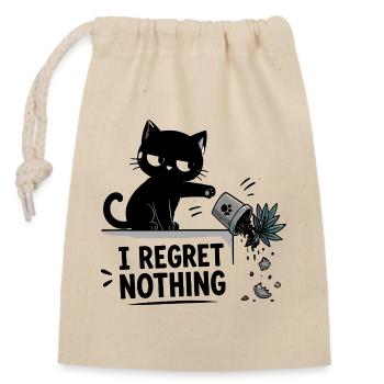  I Regret Nothing Lustige Schwarze Katze Stürzt - Verschließbarer Geschenkbeutel aus Baumwolle (14x20cm) - Natur - Vorne