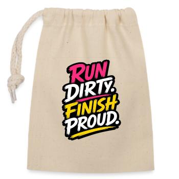 Run Dirty Finish Proud Running Cotes - Sac cadeau en coton avec cordon (14 x 20 cm) - nature - Devant