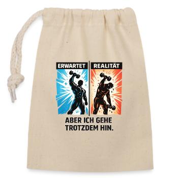 Gym Humor Fitness Geschenk lustig Spruch Training - Verschließbarer Geschenkbeutel aus Baumwolle (14x20cm) - Natur - Vorne
