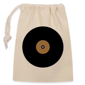 Vinyl Record Circle Text Box Base - Closable cotton gift bag (14x20cm) - nature - Front