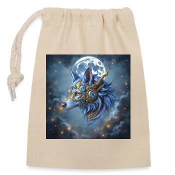 Loup Lune Couronne Mystique - Sac cadeau en coton avec cordon (14 x 20 cm) - nature - Devant