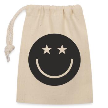 Smiley Design – Minimal & Positive - Closable cotton gift bag (14x20cm) - nature - Front