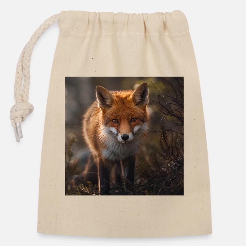 Fuchs in einer Waldlichtung - Verschließbarer Geschenkbeutel aus Baumwolle (14x20cm) - Natur