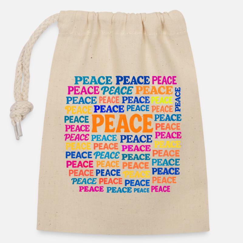Peace - Verschließbarer Geschenkbeutel aus Baumwolle (14x20cm) - Natur