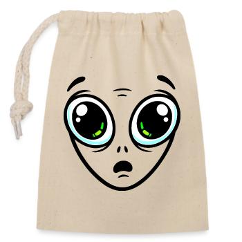 Extraterrestre aux grands yeux - Sac cadeau en coton avec cordon (14 x 20 cm) - nature - Devant