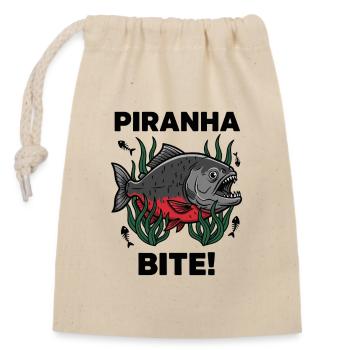 Roter Piranha Beiß Beißfisch - Verschließbarer Geschenkbeutel aus Baumwolle (14x20cm) - Natur - Vorne