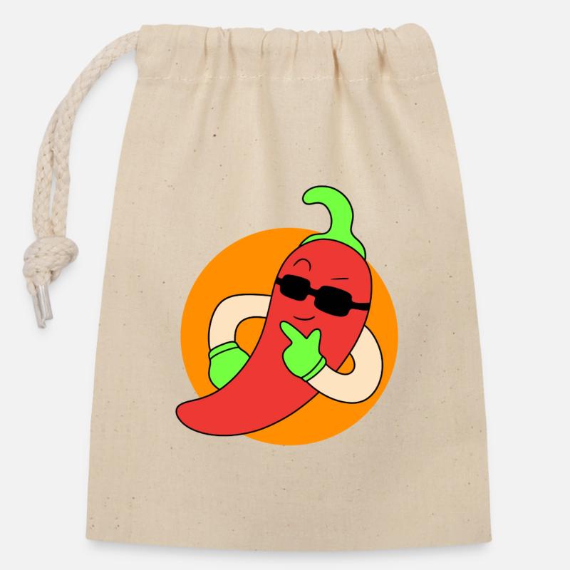 Cool chilli pepper - Closable cotton gift bag (14x20cm) - nature