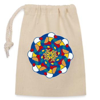 Helles Kaleidoskop-Mandala - Verschließbarer Geschenkbeutel aus Baumwolle (14x20cm) - Natur - Vorne