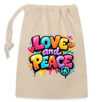 Love_and_Peace - Closable cotton gift bag (14x20cm) - nature - Front