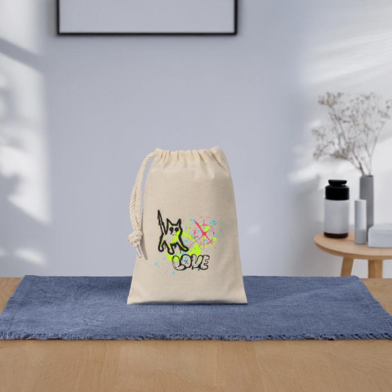 Neon Graffiti Splatter Pattern Closable cotton gift bag (14x20cm)
