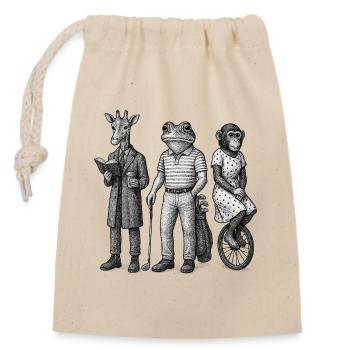Trio d’Amis Anthropomorphes - Sac cadeau en coton avec cordon (14 x 20 cm) - nature - Devant