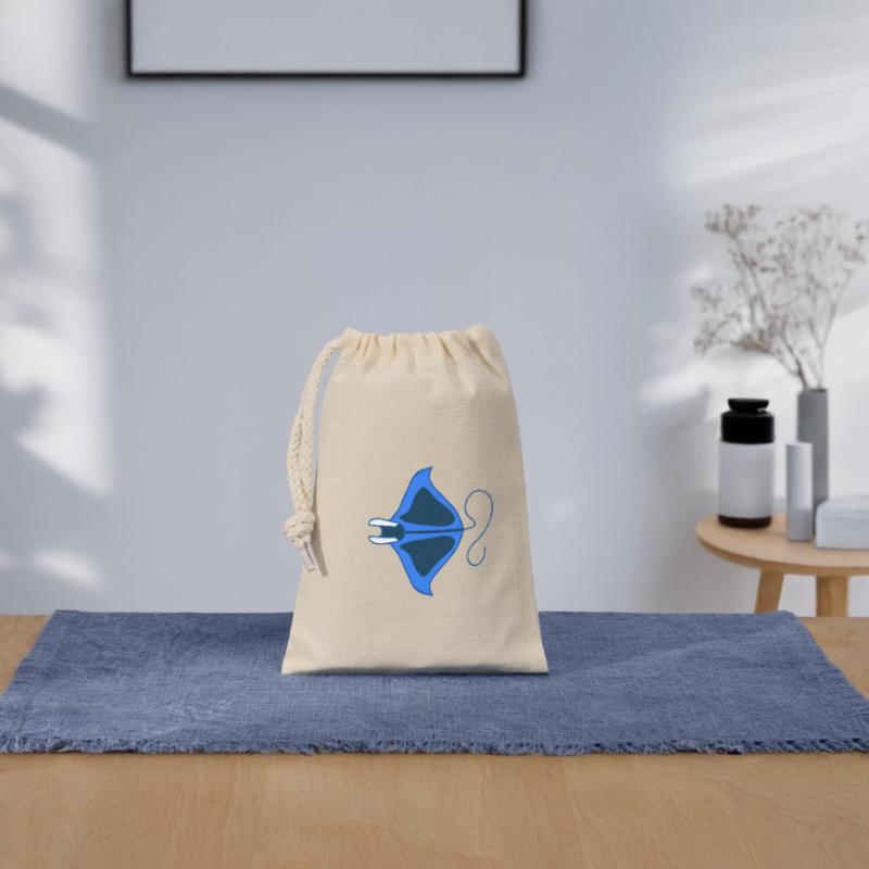 Manta Linear Blue Stylized Closable cotton gift bag (14x20cm)