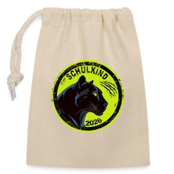 Schwarzer Panther Schulkind 2026 Einschulung Cool - Verschließbarer Geschenkbeutel aus Baumwolle (14x20cm) - Natur - Vorne