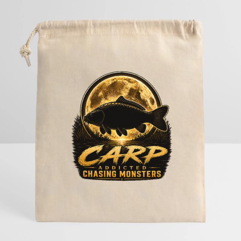 Mitternachtskarpfen-süchtiges Monsterfischen-Design Verschließbarer Geschenkbeutel aus Baumwolle (14x20cm)